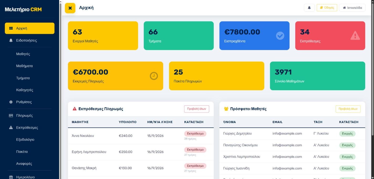 CRM για κέντρο ιδιαίτερων μαθημάτων